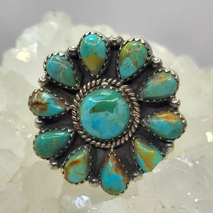 Indianer Stil Multi Stein Türkis Cluster Ring Sterlingsilber 925 Größe 8,5  - Bild 1 von 9