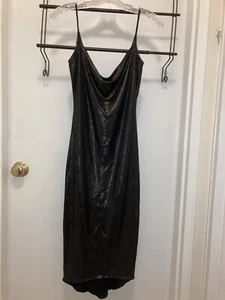 Full-Length Arden B  Metallic Black Spaghetti Strap Party Dress Size Small - Picture 1 of 7
