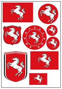 Westfalen 9x Aufkleber Karte Sticker Bogen Auto Motorrad PKW AK - Picture 1 of 1