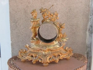 ANTIQUE FRENCH GILDED SPELTER FIGURAL MANTEL CLOCK CASE ONLY-19th c.  - Picture 1 of 11