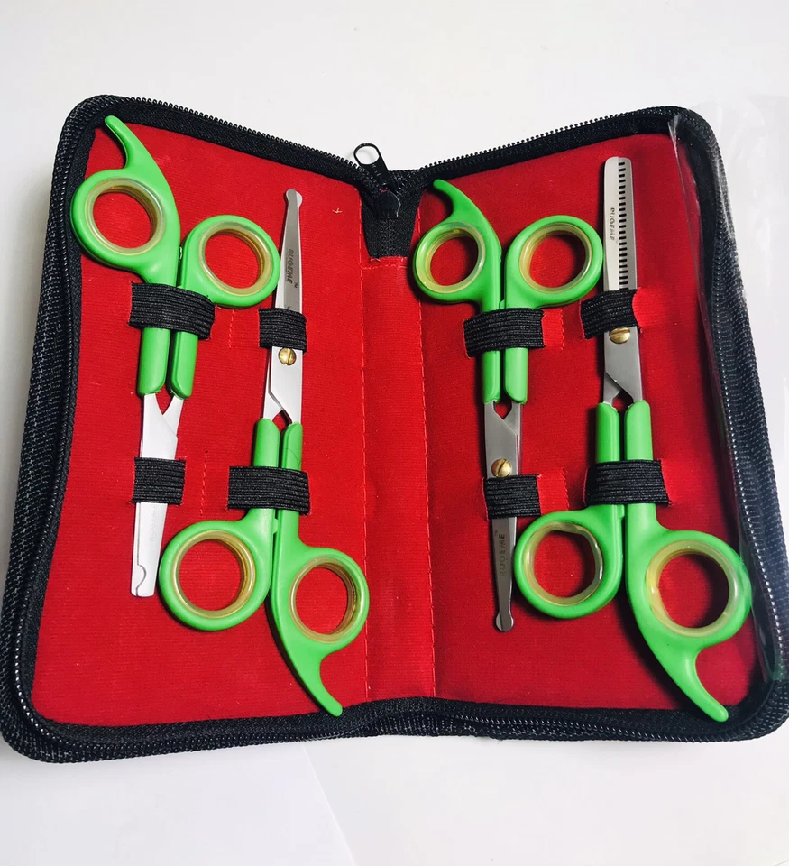 Juego de 4 tijeras adelgazantes de corte de tijeras de aseo para mascotas perros gatos Foto 1 de 4