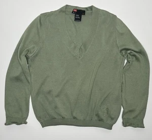 DIESEL Jumper Cotton Knit Green V-neck 3/4 Sleeve Women's Size S - Picture 1 of 9
