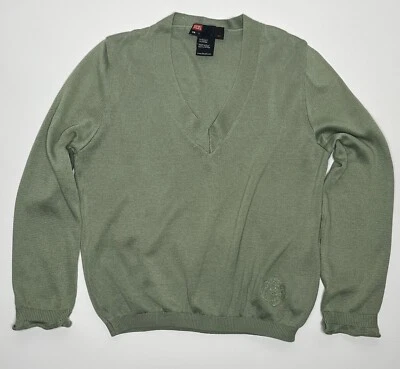 Camiseta feminina DIESEL malha de algodão verde gola V manga 3/4 tamanho P - Imagem 1 de 4