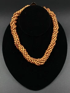 Twist A Beads 1980's Original Necklace 32-36 inch strands -TAN WOOD - Picture 1 of 3