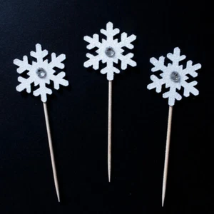Crystal Snowflake Cupcake Toppers Cake Topper Christmas Decorations Gift Party - Picture 1 of 3