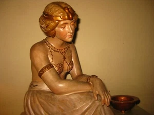 ANTIQUE PORTUGUESE MARKED TERRACOTTA SALOME FIGURE SCULPTURE STATUE 1900s - Picture 1 of 7