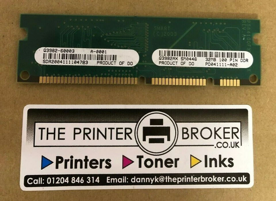 HP LaserJet 2400 Series 32MB 100 Pin DDR DIMM Memory Q3982-60003 Q3982AX - Image 1 of 1