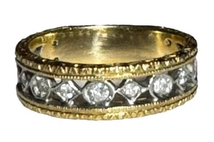 UNISEX 18K WEISSGELBGOLD RUNDER DIAMANT 3 REIHIG EWIGKEIT BANDRING GRÖSSE 11 - Bild 1 von 9