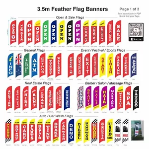 3.5m Advertising Replacement Flag / Feather Flag (without Pole/Base)-Ship Today - Picture 1 of 12