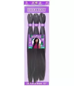 Darling Thrive Braid 3X Pre-stretched Braiding Hair Extensions, 52 Inch Color 1B - Picture 1 of 6