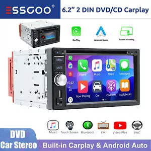 ESSGOO 2 DIN Car Stereo CD/DVD Apple Carplay Android Auto Radio FM/AM/RDS/TF - Picture 1 of 15