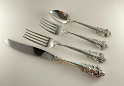 Wallace Grande Baroque Sterling Silver 4 Piece Place Setting - No Monogram - Image 1 of 3