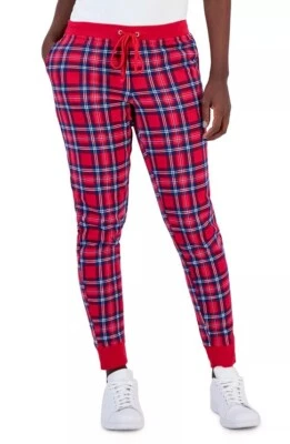 CHARTER CLUB Joggers Christmas Brush Back Plaid Terry Size XL Pockets NEW W/TAGS - Image 1 of 4