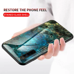 For OPPO Realme 6 / 6 Pro Shockproof Marble Tempered Glass Case Hybrid Cover - Picture 1 of 19