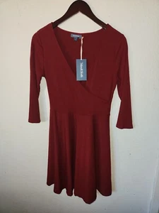 ModCloth Dress Women Mit Size L Red 3/4 Sleeve Knee Length Casual - Picture 1 of 3