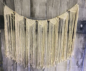 Seil Vorhang Beige mit Geflochtenen Perlen Binden Wandbehang Dekor Niedlich 46" x 32" - Bild 1 von 1
