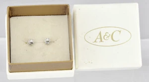 Pair Princess Cut Diamond & 14Kt White Gold Stud Earrings By Angus & Coote - Picture 1 of 6