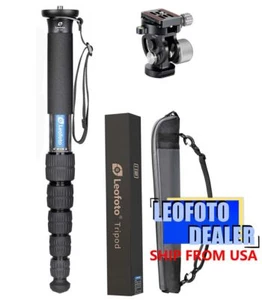 Leofoto Monopod MP-366C+VH-10S CF with VH-10S Two Way Tilt Head - Picture 1 of 12
