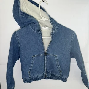 Cat & Jack Sherpa lined hooded Jean Jacket Girls Size Medium 8 - Picture 1 of 4