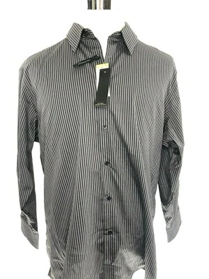 STRUCTURE Dress Shirt Long Sleeve Wrinkle Free Stripe Gray Men XL 17-17.5/ 32-33 - Image 1 of 4