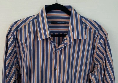 Zachary Prell Shirt Men's Walker Stripes Large Blue Orange Cotton Spandex Blend - Image 1 of 4