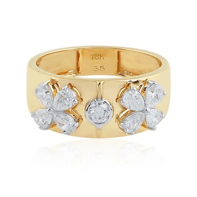 Pear Round Lab Grown CVD Diamond Ring 18k Yellow Gold Anniversary Gift 1.15 Ct. - Image 1 of 4