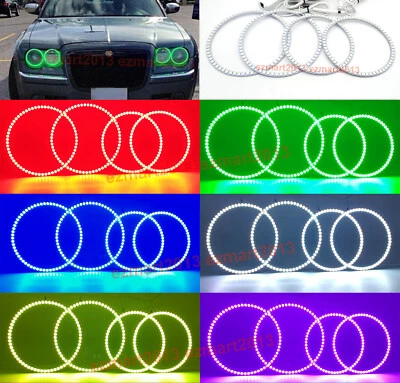 RGB halo ring for Chrysler 300C 05-10 headlight bluetooth Flash DRL LED angel - Image 1 of 4