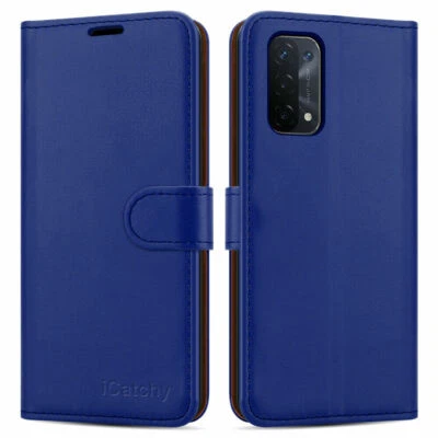 ICATCHY Oppo A54 5G, A74 5G Phone Case Leather Wallet Flip Stand View Cover for Oppo