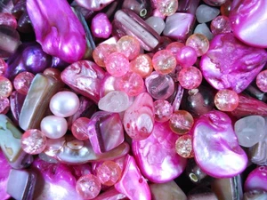 Glass/Shell/Mother of Pearl/Freshwater Pearls Beads 50g Pink Mix - Bild 1 von 2