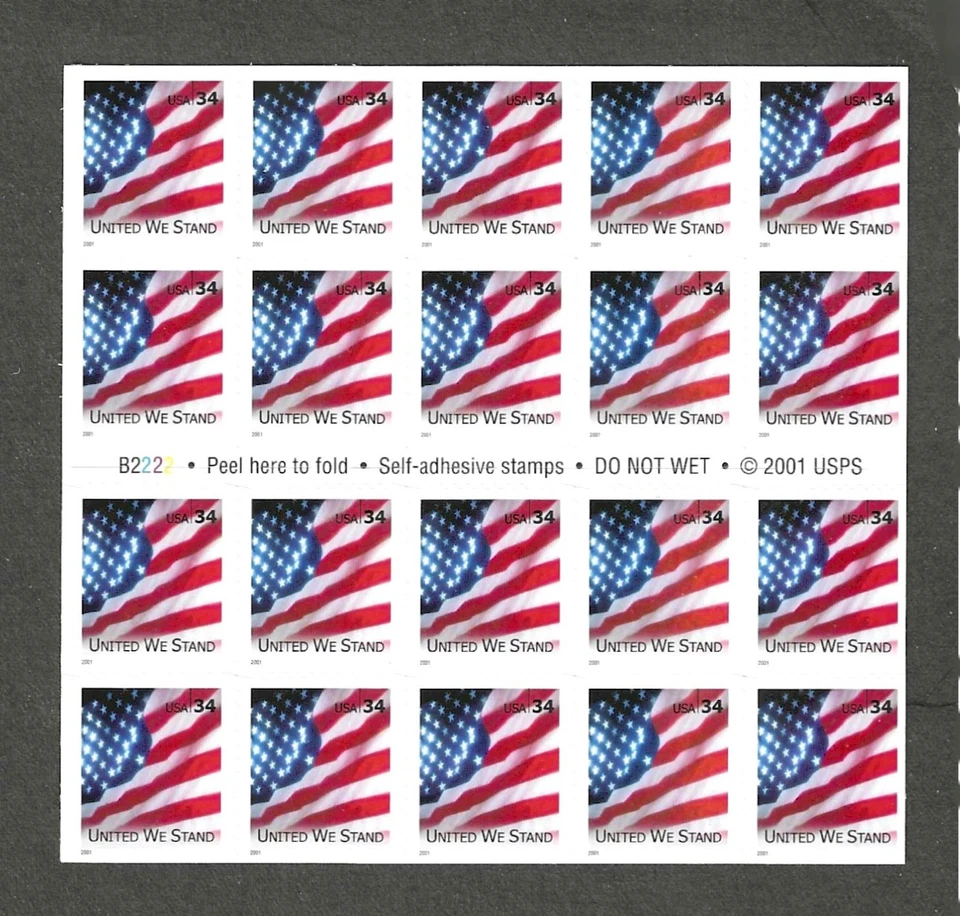 #3549a 34c FLAG ISSUE BOOKLET OF 20 MNH UNFOLDED - Image 1 of 1