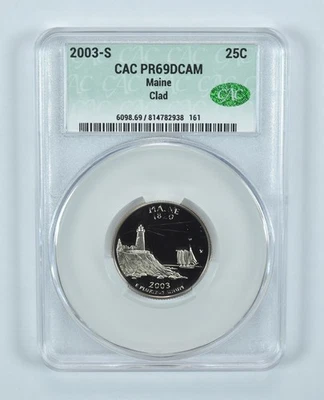 2003-S Washington State Quarter Maine CLAD PR69 DCAM CAC CACg *5269 - Image 1 of 4