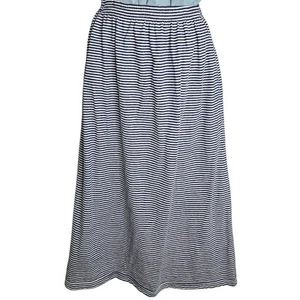 Maxi gonna Talbots donna vintage grande panna blu navy a righe tasche elasticizzata - Foto 1 di 6
