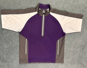 FootJoy Men's XL 1/4 Zip Pullover Golf Windshirt Purple/Gray/White Short Sleeve - Picture 1 of 5