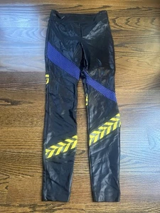 Koral Women’s Shiny Black Yellow Spandex Leggings Size S NWOT - Picture 1 of 6