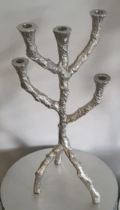 Großer Metall Kerzenständer 5 Kegel Baum Zweig Kandelaber Aluminiumguss 22" - Bild 1 von 14