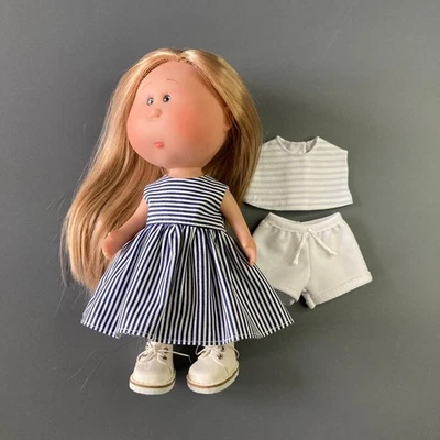 Roupa de boneca vestido shorts camiseta serve para 9 polegadas 23 cm Little Mia por Nines d'Onil - Imagem 1 de 4