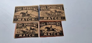 4 antique British Matchbox Label tops "The Sporting Match" - Picture 1 of 1