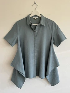 Blusa Camisa COS Azul Lagenlook Estructurada Texturizada Manga Corta Talla 36 UK 10 - Imagen 1 de 7