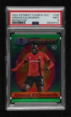 2022-23 Finest Flashbacks UEFA Refractor Arnaud Kalimuendo PSA 9 MINT Rookie RC - Image 1 of 2