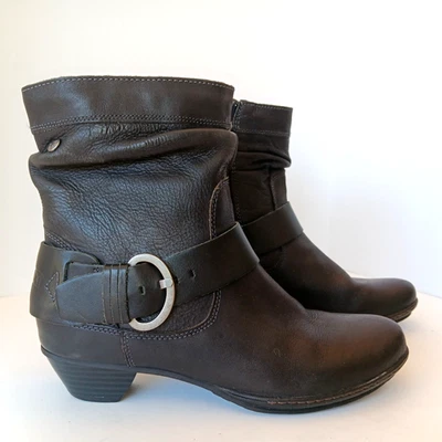Pikolinos Size 38 Brujas Black Leather Boots Heeled Booties Witchy Harness Moto - Image 1 of 4
