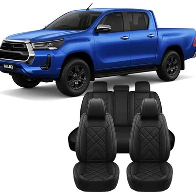 For Toyota Hilux PU Leather 5-Seat Covers Front+Rear Car Seat Covers Cushion Pad Foto 1 de 4