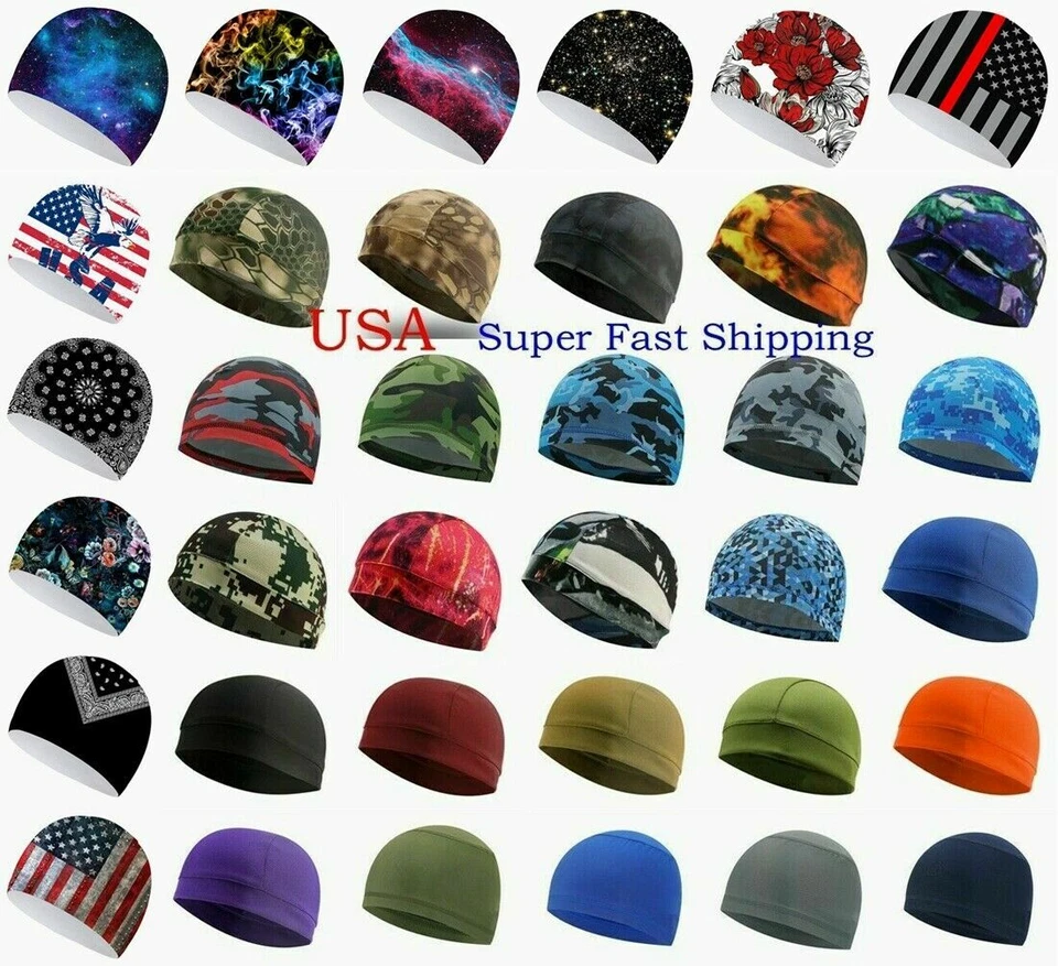 Moda Absorbente de Sudor Cúpula Calva Calavera Gorra Casco Forro Esquí Hombres Mujeres Gorro Sombrero Foto 1 de 1