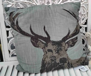 Hirsch Kissen mit Inlett Linen & More 45 x 45 cm Mint / dunkel Grau - Bild 1 von 2