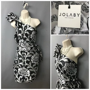 NEW Jolaby Made in England Black & Silver Single Shoulder Dress 1 Size RRP £129 - Imagen 1 de 12
