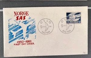 J) 1961 NORGE, OSLO, AIRPLANE, FDC - Picture 1 of 1