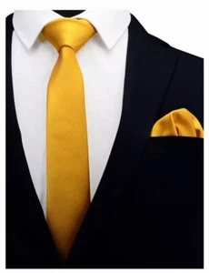 Juego de corbata de seda dorada y pañuelo cuadrado de bolsillo corbata pañuelo - Imagen 1 de 1