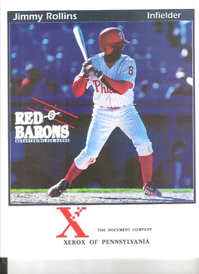 2 SWB Red Barons Philadelphia Phillies SGA 9x11 Team Issued Photos Jimmy Rollins - Image 1 of 2