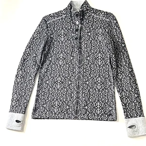 KAVU Sweatshirt Womens M 1/4 Button Up Heavy Knit Black Gray Outdoors Sport - Picture 1 of 12