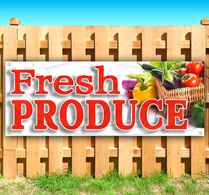 FRESH PRODUCE Advertising Vinyl Banner Flag Sign 15" 18" 20" 24" 30" 48" 52" - Picture 1 of 6