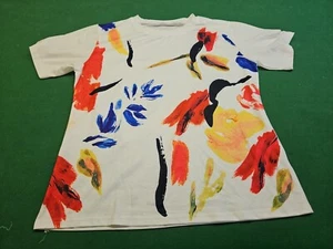NEW Abstract Art Paint Brushes White Short Sleeve Crew Neck Tee Shirt Size L 12 - Picture 1 of 2